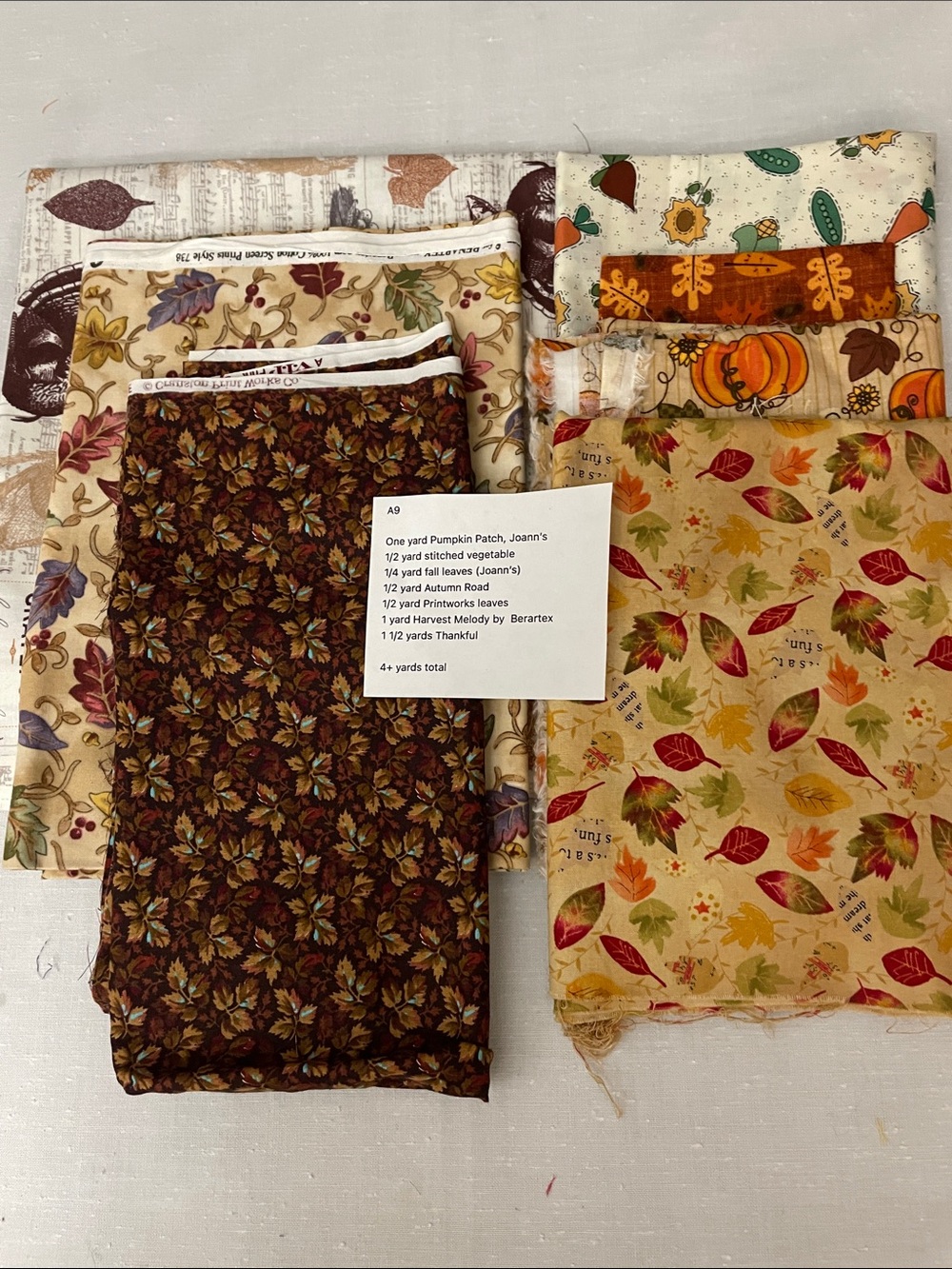 4–5 LB MIXED THANKSGIVING HARVEST FABRIC BUNDLE • USABLE PIECES • CRAFT & SEWING